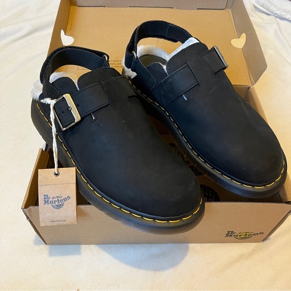 Doc Dr. Martens Jorge II Leather Slingback Sherpa Mules Black EU 43 US 11 NWT - Picture 3 of 7